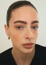 Gold Crescent Teardrop Hoop Earrings