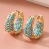 Gold-Tone Turquoise Beaded Hoop Earrings