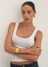 Gold Wide Hammered Open Cuff Bracelet