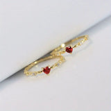 Gold-Tone Heart Ruby Crystal Ring