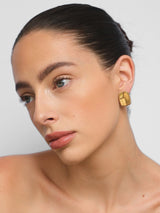 Gold Chunky Square Huggie Hoop Earrings
