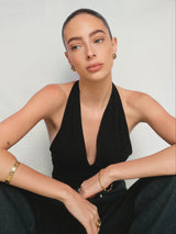 Gold Bamboo Textured Bangle Bracelet