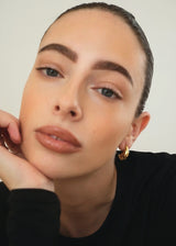 Gold Crescent Teardrop Hoop Earrings