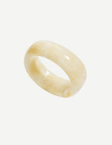Ivory Marbled Resin Chunky Bangle Bracelet