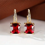 Gold-Tone Blue Crystal Drop Earrings