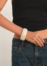 Ivory Marbled Resin Chunky Bangle Bracelet