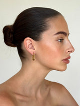 Gold Geometric U-Shaped Hoop Earrings