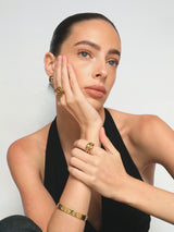 Gold Hammered Textured Open Cuff Bangle Bracelet