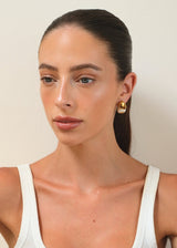 Gold Marbled Drop Earrings with Ivory Stone