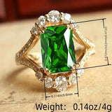 Gold-Tone Green Crystal Statement Ring