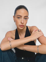 Gold Slim Hammered Open Cuff Bracelet