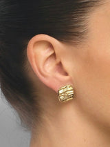 Gold Textured Square Stud Earrings
