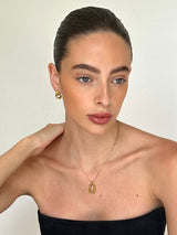 Gold Minimalist Rectangular Charm Pendant Necklace