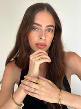 Gold Wavy Band Ring with 18K Gold Plating