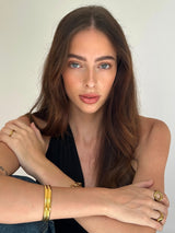 Gold Double Band Open Cuff Bangle Bracelet