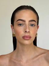 Gold and Silver Sculptural Wave Stud Earrings