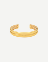 Gold Double Band Open Cuff Bangle Bracelet