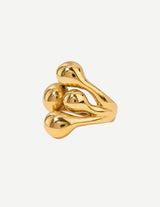 Gold Sculptural Beaded Open Statement Ring