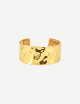Gold Hammered Wide Cuff Bangle Bracelet