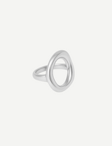 Gold Oval Statement Ring with Open Circle Design