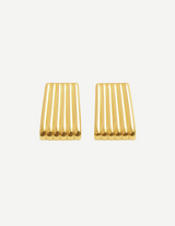 Gold Geometric Ribbed Statement Stud Earrings