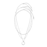 Silver-Tone Layered Circle Pendant Necklace
