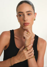 Gold Sculptural Beaded Open Statement Ring