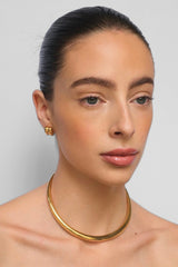 Gold Double Dome Huggie Hoop Earrings