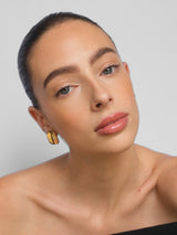 Gold Chunky Square Huggie Hoop Earrings