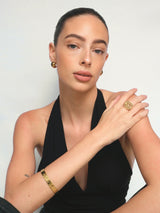 Gold Hammered Textured Open Cuff Bangle Bracelet