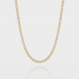 Gold Crystal Tennis Chain Necklace with Continuous Stone Setting