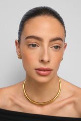 Gold Double Dome Huggie Hoop Earrings