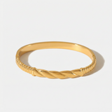 Gold Twisted Center Bangle Bracelet with Secure Clasp