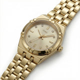 Gold Stainless Steel Analog Wristwatch with Round Dial