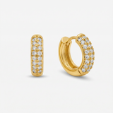 Gold Crystal Pavé Huggie Hoop Earrings with Hinged Closure