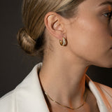 Gold Crystal Pavé Huggie Hoop Earrings with Hinged Closure
