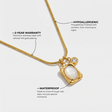 Gold Pearl Pendant Necklace with Crystal Charm