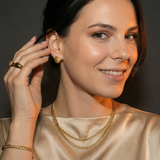 Gold Sculptural Textured Stud Earrings with Layered Design