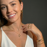 Gold Sculptural Open Pendant Necklace with Classic Link Chain