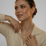 Gold Pearl Pendant Necklace with Crystal Charm