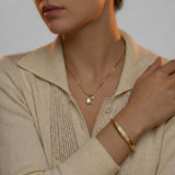 Gold Pearl Pendant Necklace with Crystal Charm