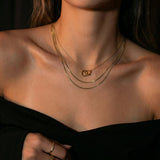 Gold Triple Interlocking Ring Pendant Necklace with Delicate Chain