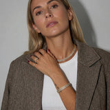 Gold Double Row Crystal Tennis Bracelet with Secure Clasp