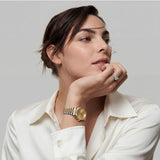 Two-Tone Silver and Gold Analog Wristwatch with Champagne Dial