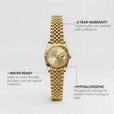 Gold Stainless Steel Analog Wristwatch with Champagne Dial
