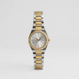 Two-Tone Silver and Gold Analog Wristwatch with Crystal Bezel