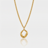 Gold Sculptural Open Pendant Necklace with Classic Link Chain