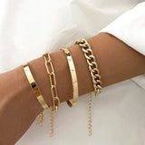 Silver-Tone Multi Chain and Bangle Bracelet Set