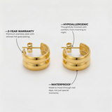 Gold Double Band Hoop Stud Earrings with Layered Design