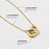 Gold Triple Interlocking Ring Pendant Necklace with Delicate Chain